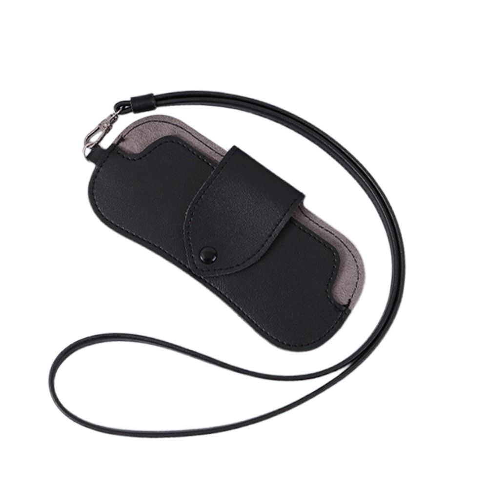 Solid Color Sunglasses Pouch PU Leather Hanging Sunglasses  Eyewear Accessories