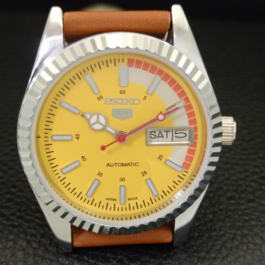 REFURBISHED SEIKO 5 AUTOMATIC 6309A VINTAGE JAPAN MENS YELLOW WATCH A440829-4 Sk-a440829