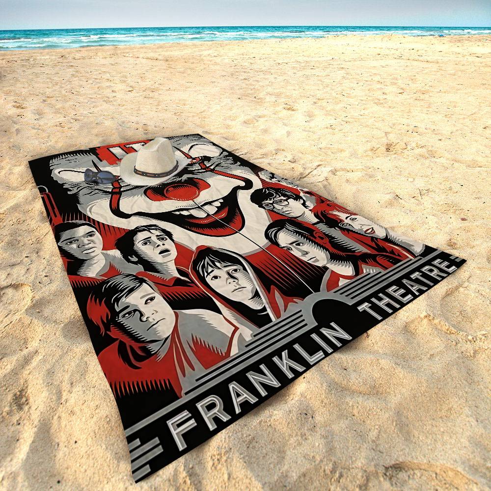 Horrorfilm I-It P-Pennywise Clown Strandtuch Für Kinder Badetuch Pooltuch Urlaubsgeschenk Picknicktuch Partygeschenk