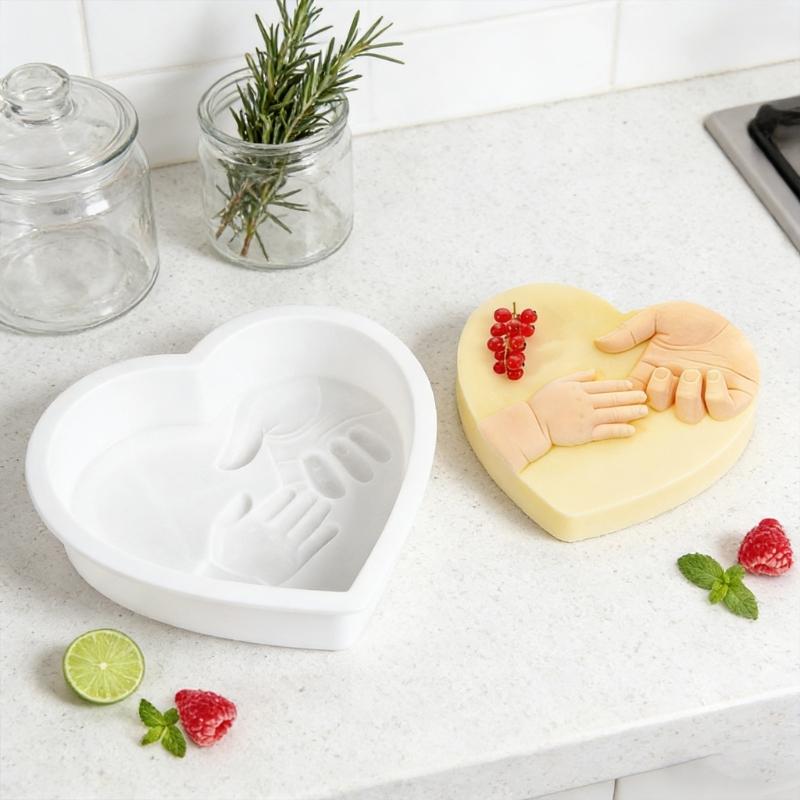 Heart And Footprint Shape Silicone Cake Cast Molds For DIY Baking Perfect For Family Parties Kids Birthday Celebration