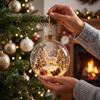 Seasonal Decorative Gifts Light Up Christmas Scene Ball Ornament with Warm LED Glowing Holiday Story for Clear Acrylic Hanging Balls Tree Decor