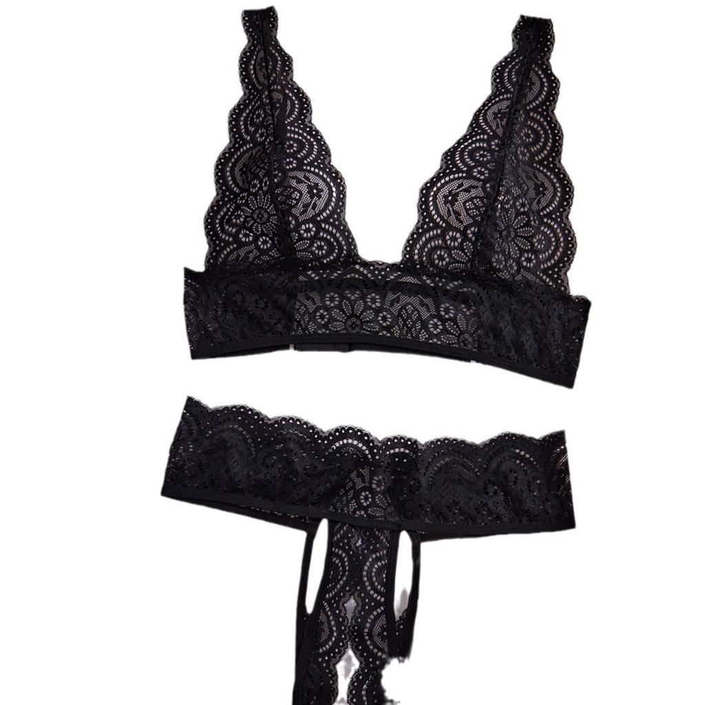 New European and American sexy lingerie cross-border trade black lace women's sex pajamas