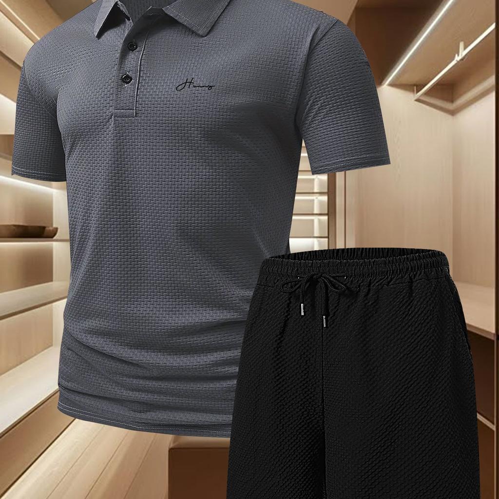 Mens Summer Track Suits 2 Piece Shorts Sets Short Sleeve Sweatsuit Outfits Golf Polo Shirts