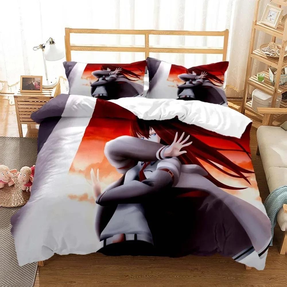 Comforter Steins Gate Digital Printed Polyester Bedding Set For Boys And Girls Three Piece Comfortable Soft Couple Gift Bedding Set