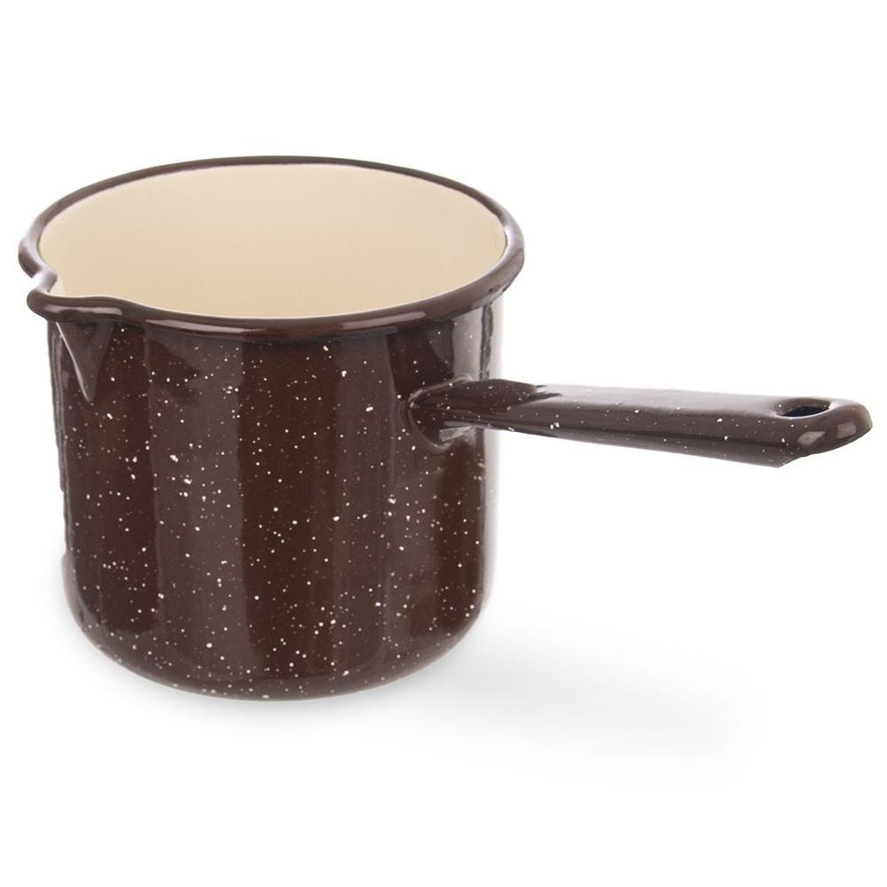 Enameled Saucepan Pot with Long Handle Traditional 12 Cm 1.2L