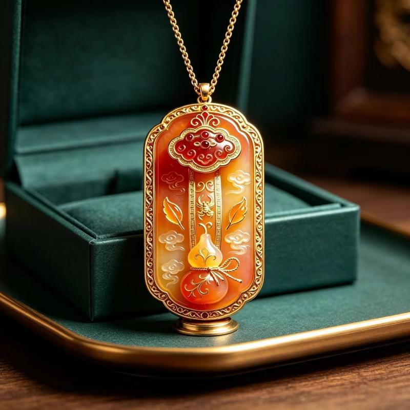 Chinese Lucky Dragon Phoenix Enamel Gourd Pendant Necklace Totem Ethnic Jewelry Minimalist Unisex Fashion