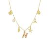 Ocean Theme Gold Charm Necklace with Initial Shells Letter Pendant Suitable for Surfer Girls and Beach Enthusiasts