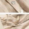 Spring Summer Lantern Sleeve Cotton and Linen Shirt Women's Literary Retro V-neck Casual Top