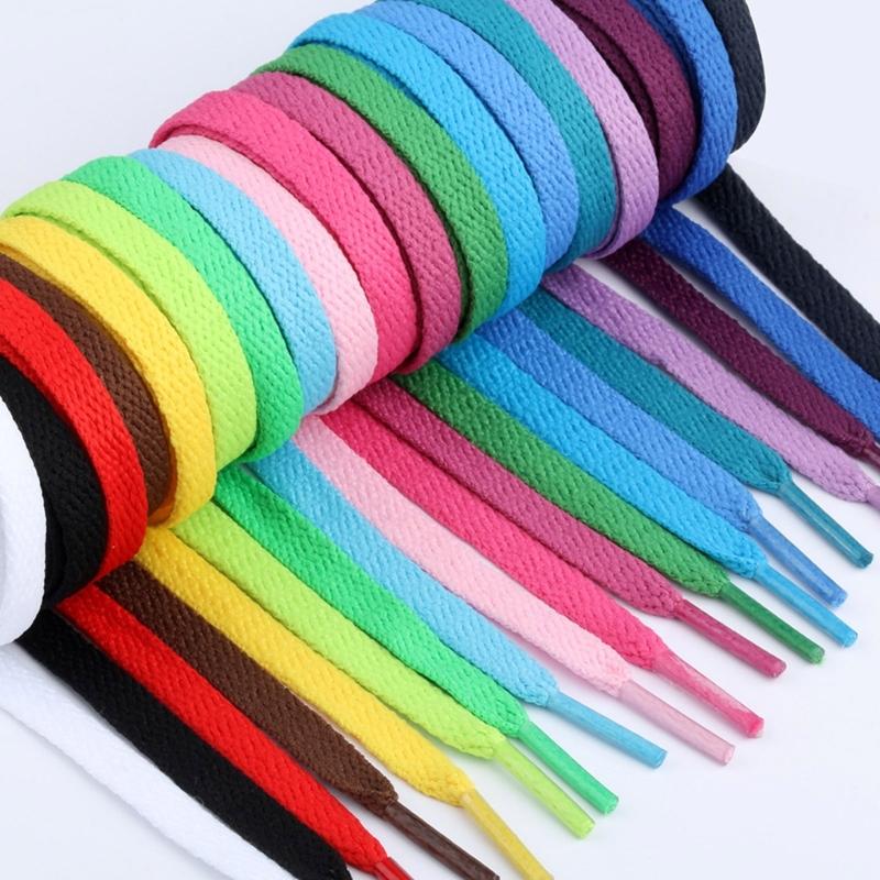 1 Pair Flat Sneaker Shoelaces 8mm Wide Polyester Replacement Multicolored Laces for Trainers and Casual Shoes Strings