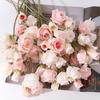 Realistic Artificial Roses Flowers Bouquet Mini Fake Flowers Small Tea Rose  Wedding Party Decor