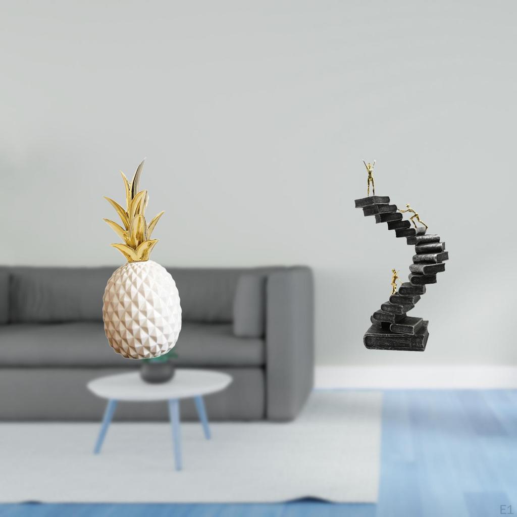Pineapple Thinker Decorative Sculpture Resin Abstract Figurine Ornament for Bookshelf Bedroom