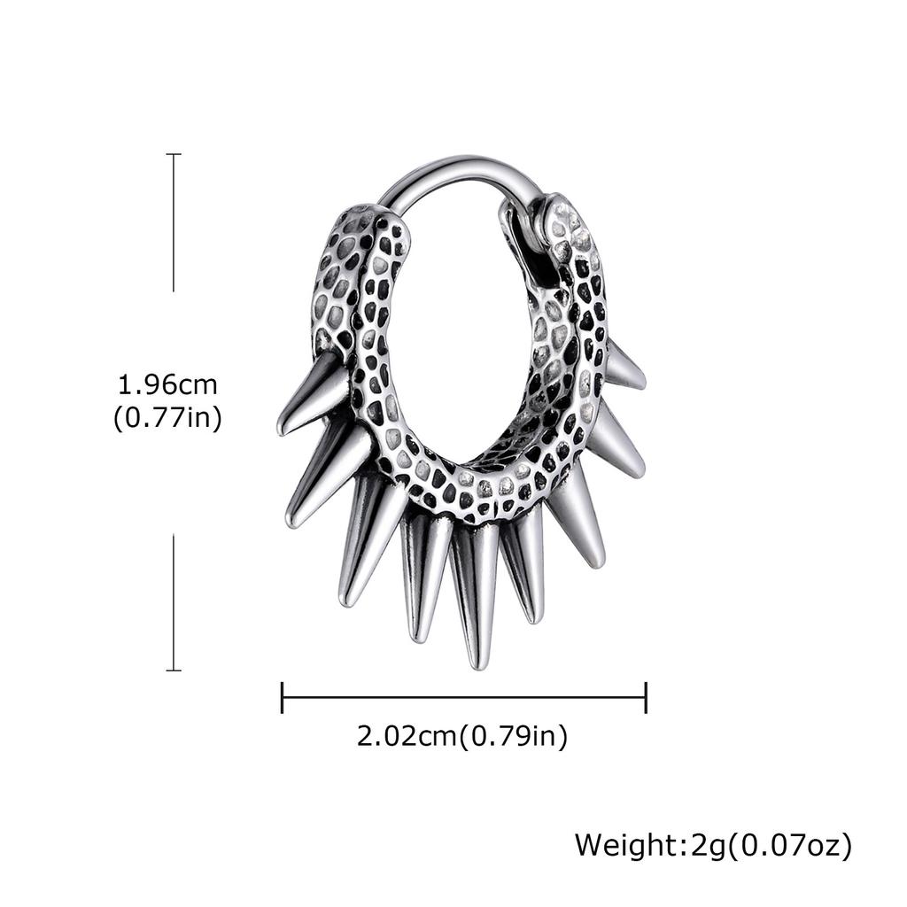 Rock Punk Men's Rivet Hoop Earring,Waterproof Stainless Steel Huggies Hoop Earring,Biker Party Jewelry Hypoallergenic Earring