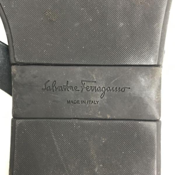 Salvatore Ferragamo Italy Leather Sandals Women’s 8 26.0EE Brown Black Flat(USED)