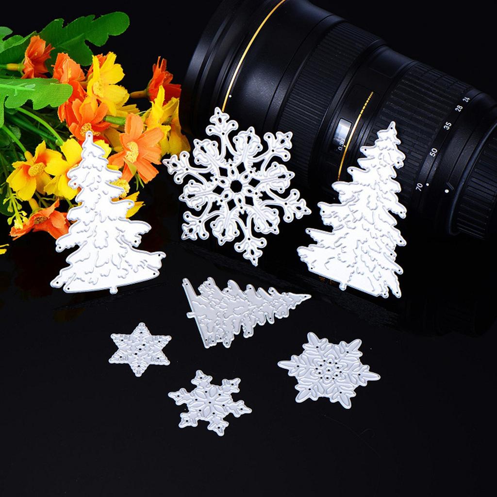 7x Novelty-Christmas Tree Snowflake-Die Cuts Metal Cutting Dies Embossing Stencils for DIY Album Card Scrapbooking-Decor