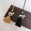 Natural Minimalist Design Zebra Tassel Long Pendant Necklaces For Women  Versatile Adjustable Sweater Chain Jewelry