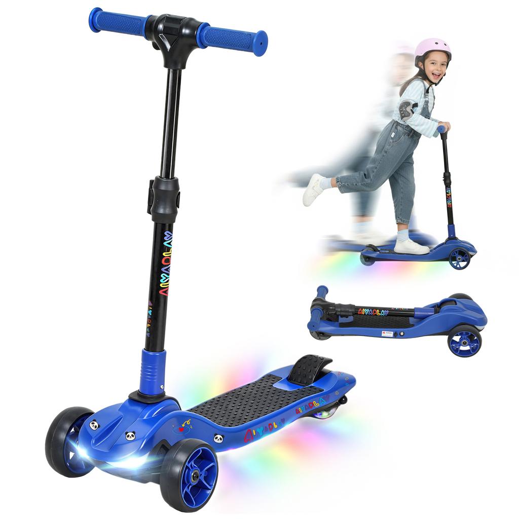 Monopattino elettrico per bambini 6+ anni, pieghevole 3 ruote avvio zero, velocità massima 8 km/h 64 x 29 x 83 cm blu