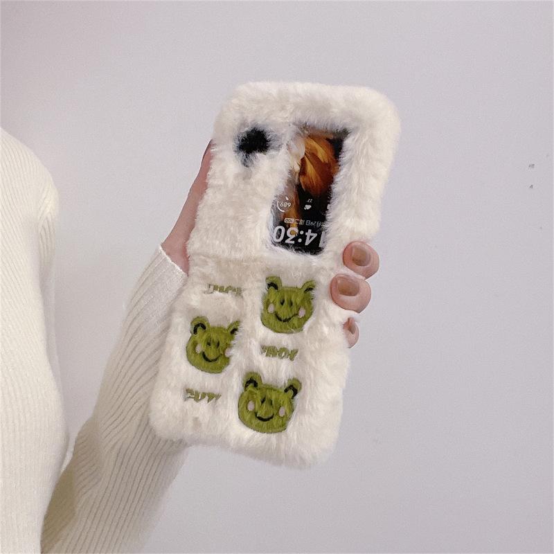 Cartoon Plush Three Bear Frogs for Samsung ZFlip4 Phone Case ZFlip3 Warm ZFlip1/2 Girl