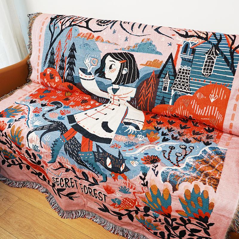 

Double-Sided Blanket, Mystic Forest, Sofa Throw, Gothic Style, Camping Blanket 130x160cm