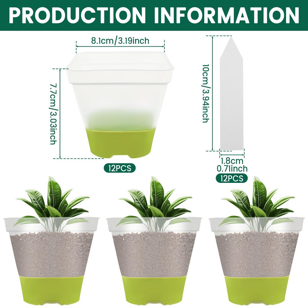 12Pcs Clear Nursery Pots with Drainage Holes Silicone Base for Easy Transplant Reusable Seedling Starter & Flower Plant Pots