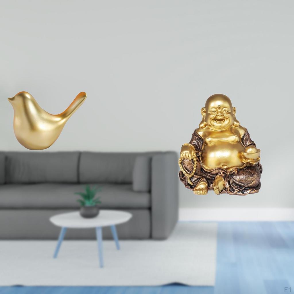 Golden Birds Figurine Animal Statue Modern Home Decor Ornament Laughing Buddha Sculpture Feng Shui