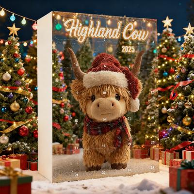 Highland Cow Advent Calendar 2025 24 Days Christmas Countdown Calendar with Highland Cow Ornaments for Christmas Tree Home Decor