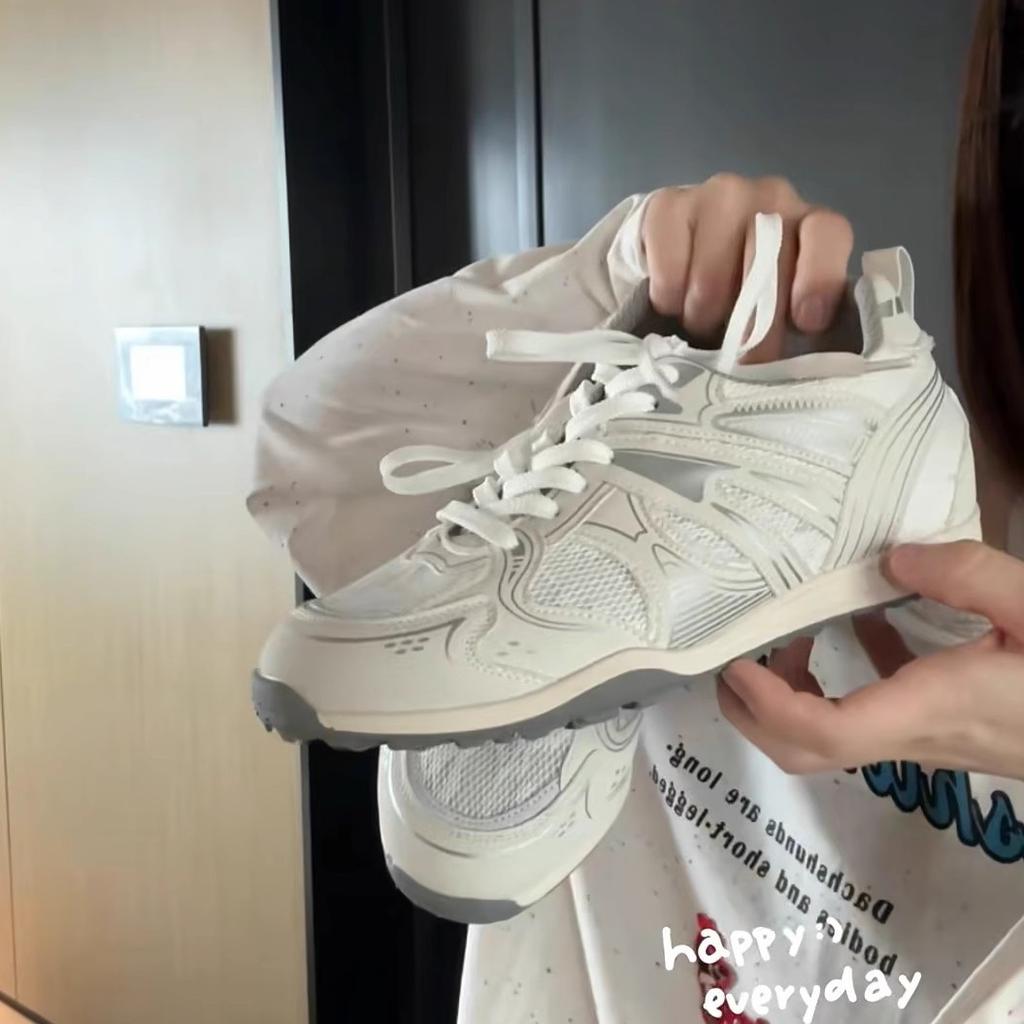 European Platform Dad Shoes Women's 2025 Spring New Casual Shoes Breathable Mesh Round Head Versatile Lightweight Single Shoes