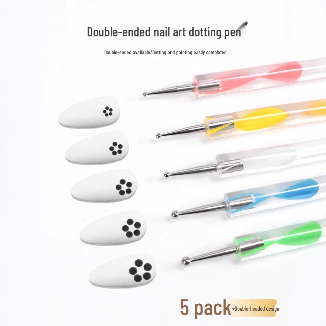 

Nail Art Double-Ended Liner & Dotting Pen with Silicone Embossing Tool for Beginners