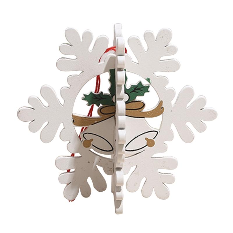 Cute Wooden Christmas Ornaments Star Xmas Tree Bell Xmas Tree Hanging Embellishments Crafts DIY Holiday Hanging Decor