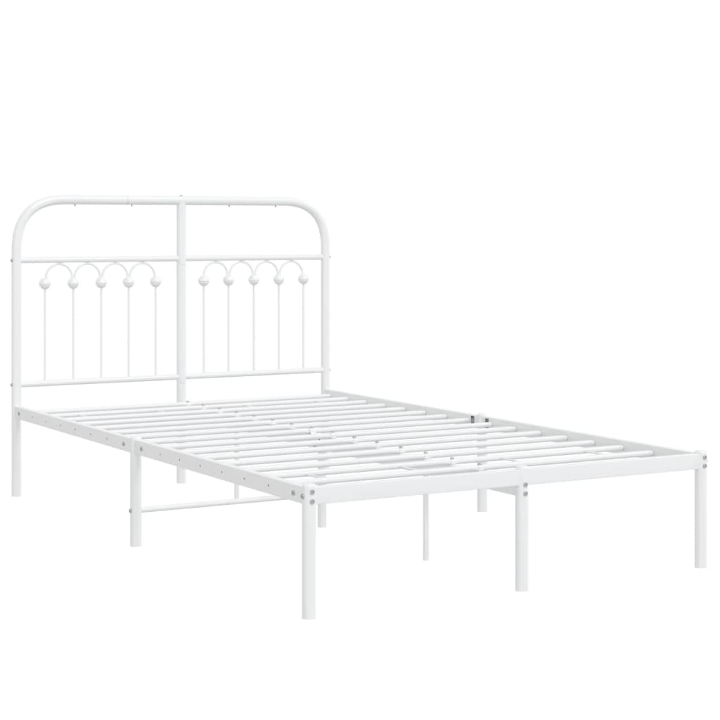 Metal Bed Frame with Headboard White 120 x 190 cm