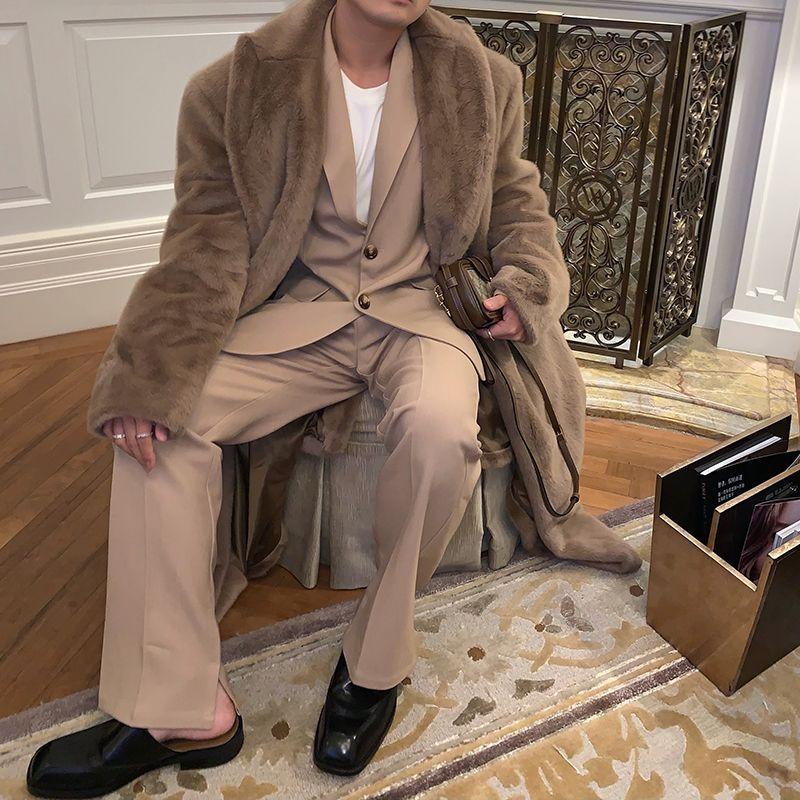 Men's Thickened New Eco-friendly Mid-length Overcoat Knee-length Loose Fit Outerwear for Autumn and Winter Men's Coats