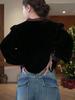 French Velvet Patchwork Lace Long Sleeve Shirt - Plus Size Slimming Loose Fit for Autumn/Winter 2025