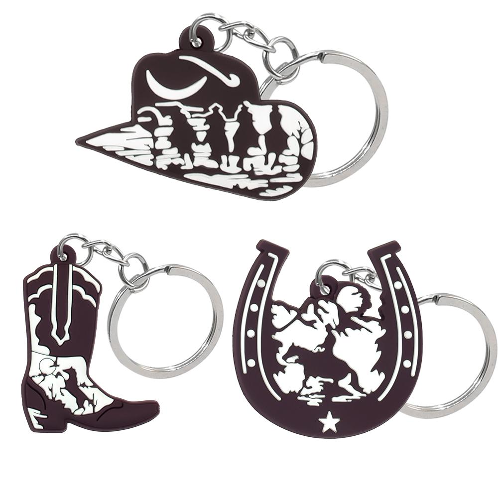 1PCS PVC Cute Keychain New Arrival Cowboy Boots  Custom Key Chain Anime Accessories Handbag Pendant Kids Toys Keyholder