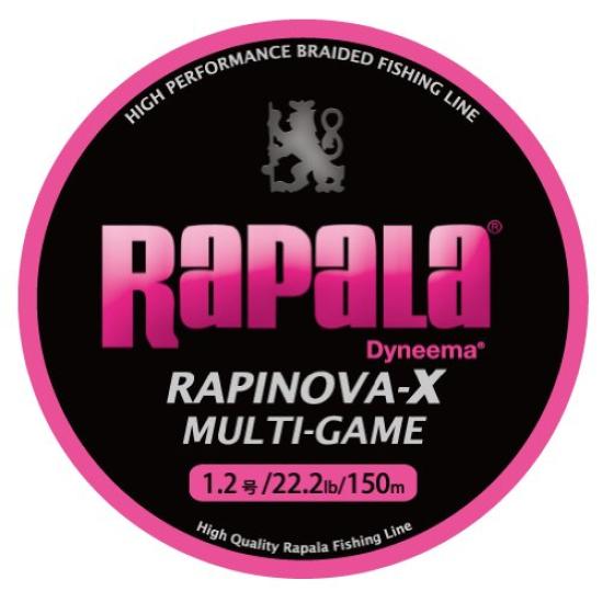 

Rapala Rapinova X Multi-Game PE Line, 150m, 1.2, 22.2lb, 4-Strand Braid, Pink, RLX150M12PK