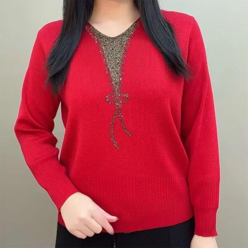 Women's Plus Size Knit Sweater Loose Round Neck Thin Pullover Knit Top
