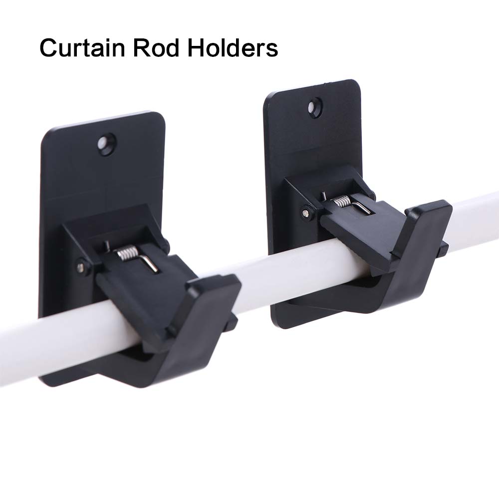2Pcs Wall-mounted Curtain Rod Holders Adjustable Heavy-duty Curtain Hanging Hooks Durable Practical Curtain Rod Support Shower