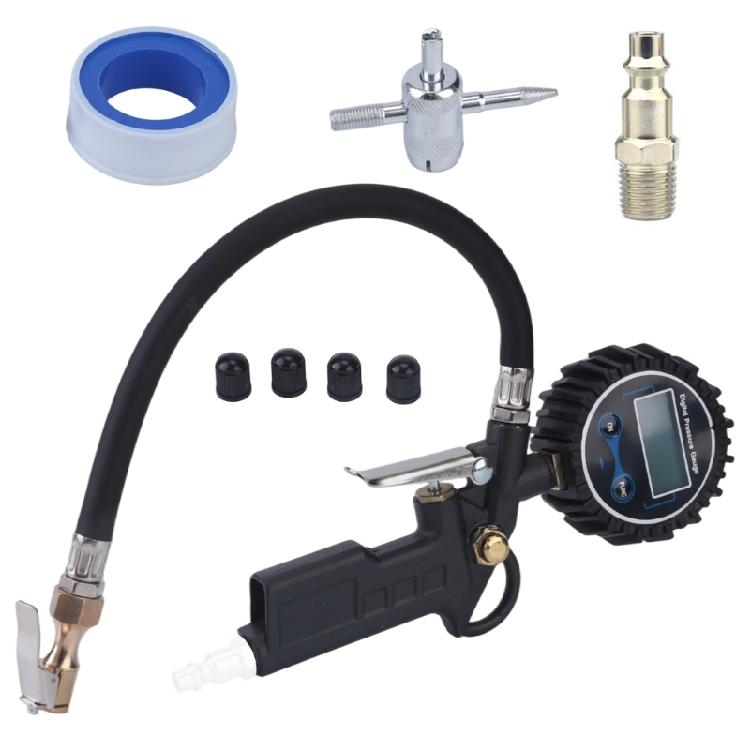 Lighted Tire Pressure Inflator with Handheld Hose Tool for Routine Car and Motorcycle Air Filling and Tire Care