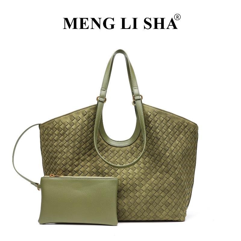 

new versatile suede woven bags casual retro large capacity underarm shoulder portable tote bag оливковий колір