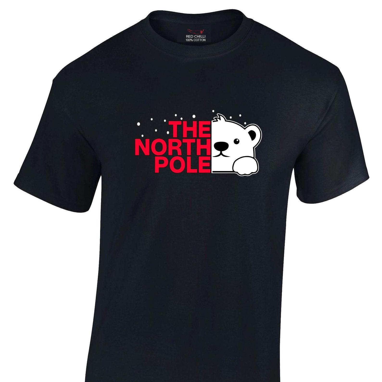 The North Pole Polar Bear Christmas T-shirt Xmas Funny 3XL