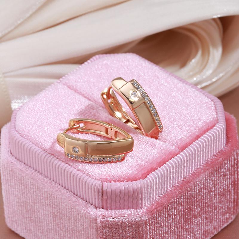 Kinel Luxury Rose Gold Color V Shape Clip Earrings For Women