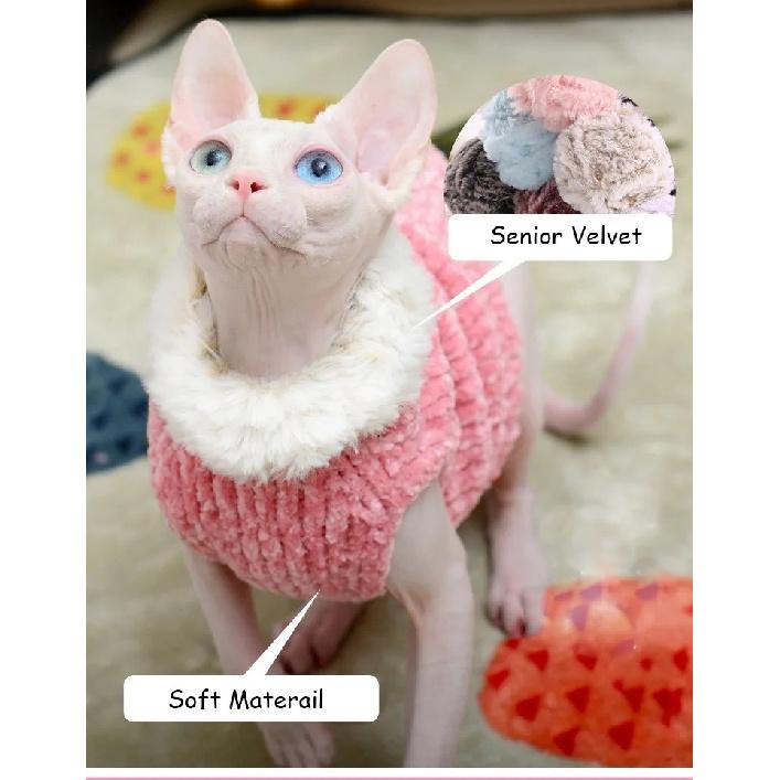 Devon Rex Thickening Plush Coat Cat Sweater Costume Sphynix Clothes Katten Sphynx Pullover Clothing Products for Winter Outwear