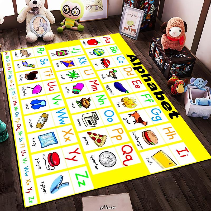 Bright Alphabet Kids Rug Non-slip rug suitable for living room and bedroom sofas