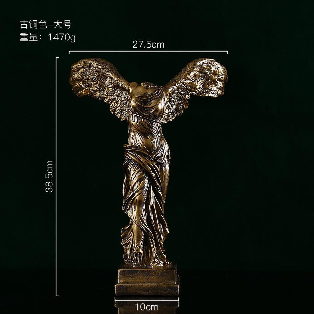 Victory Goddess Statue - Greek Mythology Resin Sculpture for Home Decor, Office Desk Ornament with Gold Finish Art Craft