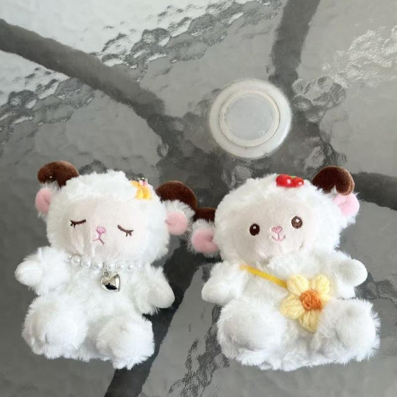 Pp Cotton Plush Keychain Fluffy Soft Cartoon Animal Design Sheep Doll Bag Charms Small Gifts