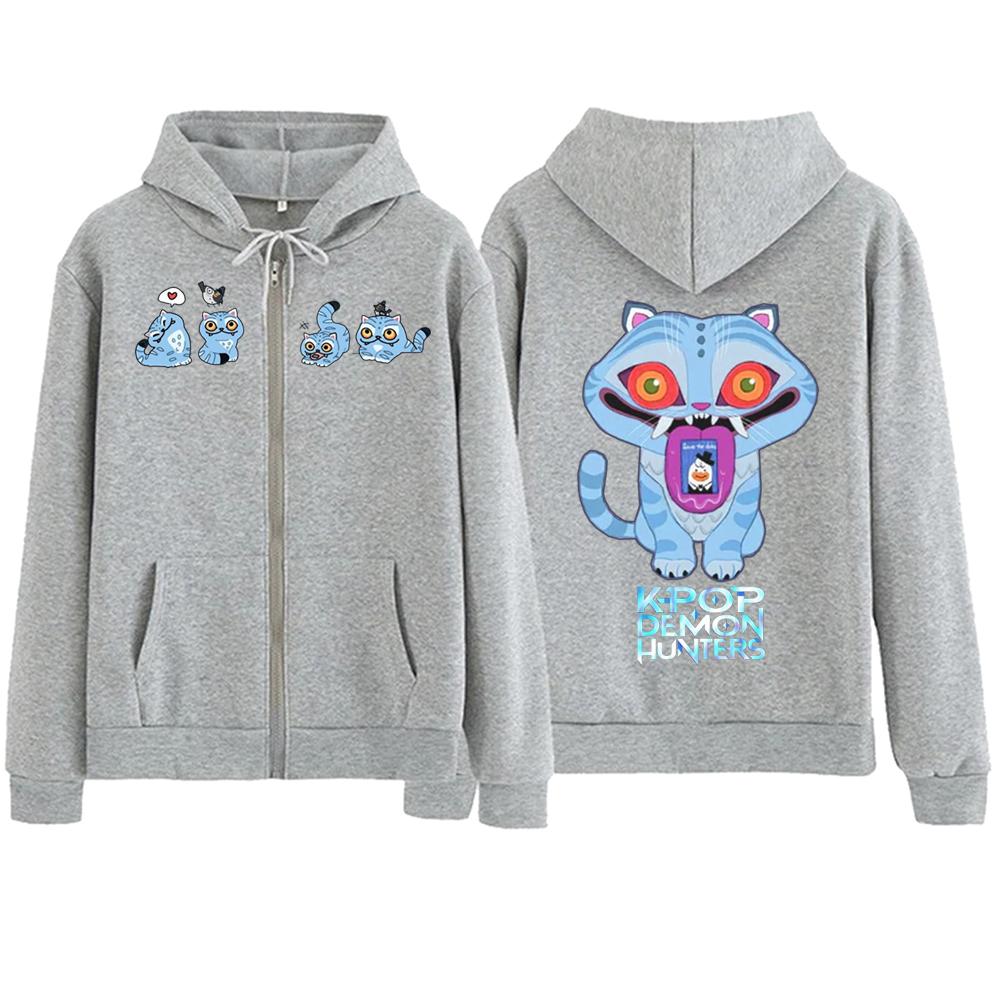 KPop Demon Hunters Tiger Zipper Hoodies Coats Harajuku Pullover Tops Streetwear Cartoon Sweatshirt Jacket Coats