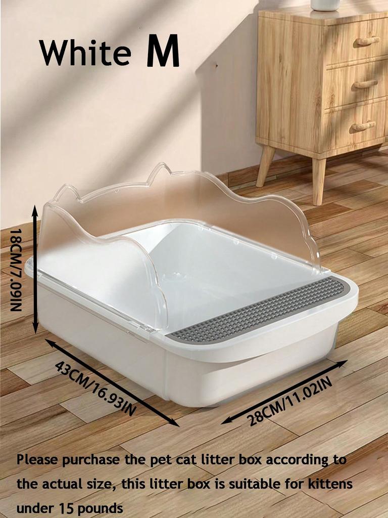 Semi-closed Splash-proof Litter Box (with Litter Scoop), New Stylish Semi-open Pet Litter Box for Cats, Easy To Care for