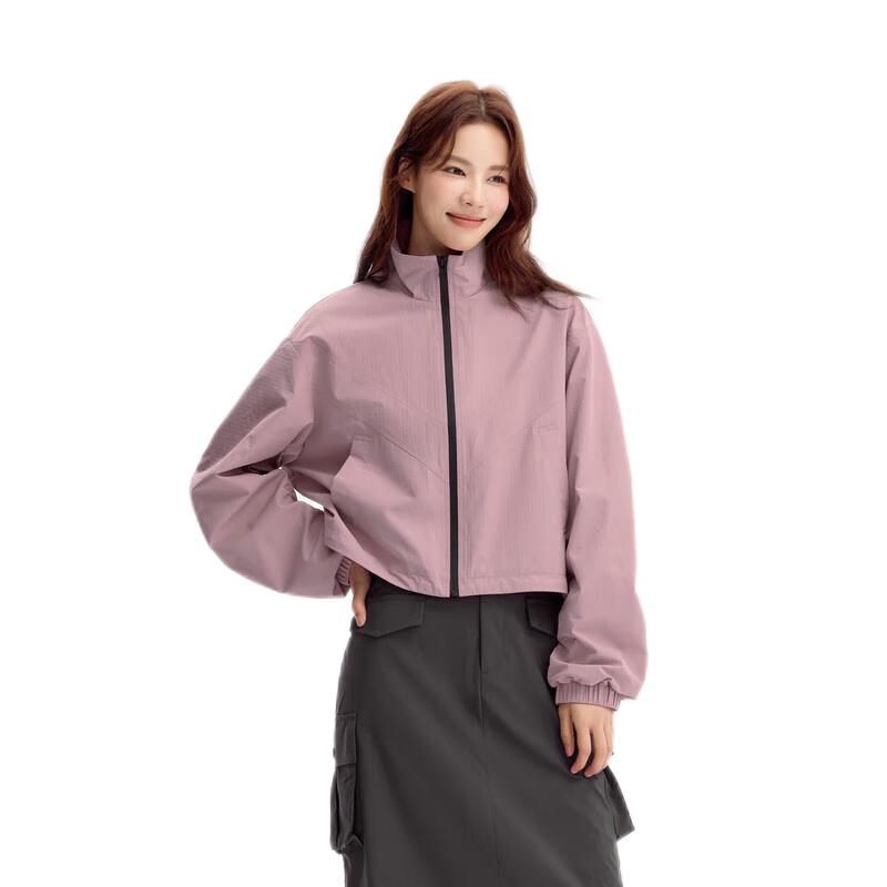 

Semir Women s Stand Collar Oversized Drawstring Colorblock Jacket L