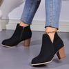 Fashion Wide Width Ankle Boots for Women Plus Size Boots for Women Pointed Toe Chunky Heel Boots Botas Altas Para Mujer EnvíO Gratis