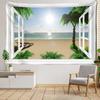 Coconut Tree Beach Scenic Tapestry Wall Hanging Bohemian Imitation Window Natural Art Hippie Bedroom Living Room Home Decor