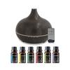 550ml Wood Grain Essential Oil Diffuser with Remote Control  Ultrasonic Cool Mist Humidifier, 7 Color LED Lights & 6 Essential O