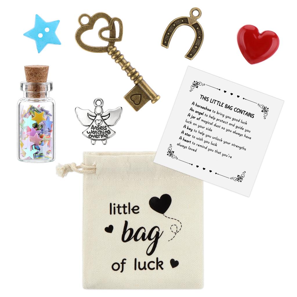 6 Sets Good Luck Gifts Little Bag Of Luck With Encouragement Card Luck Bag | Good Luck Meaning Small Bag Accessory 6 Little Figu